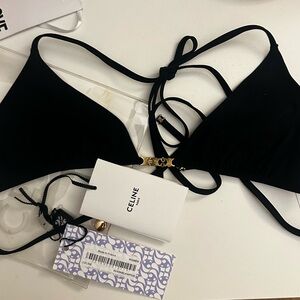 NWT Celine Black bikini triangle top